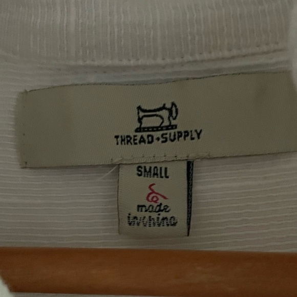 Thread & Supply White Short Sleeve Button Down Shirt 100% Cotton Size S - Picture 10 of 12